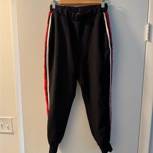 Zara Black Joggers with Red and White Stripes